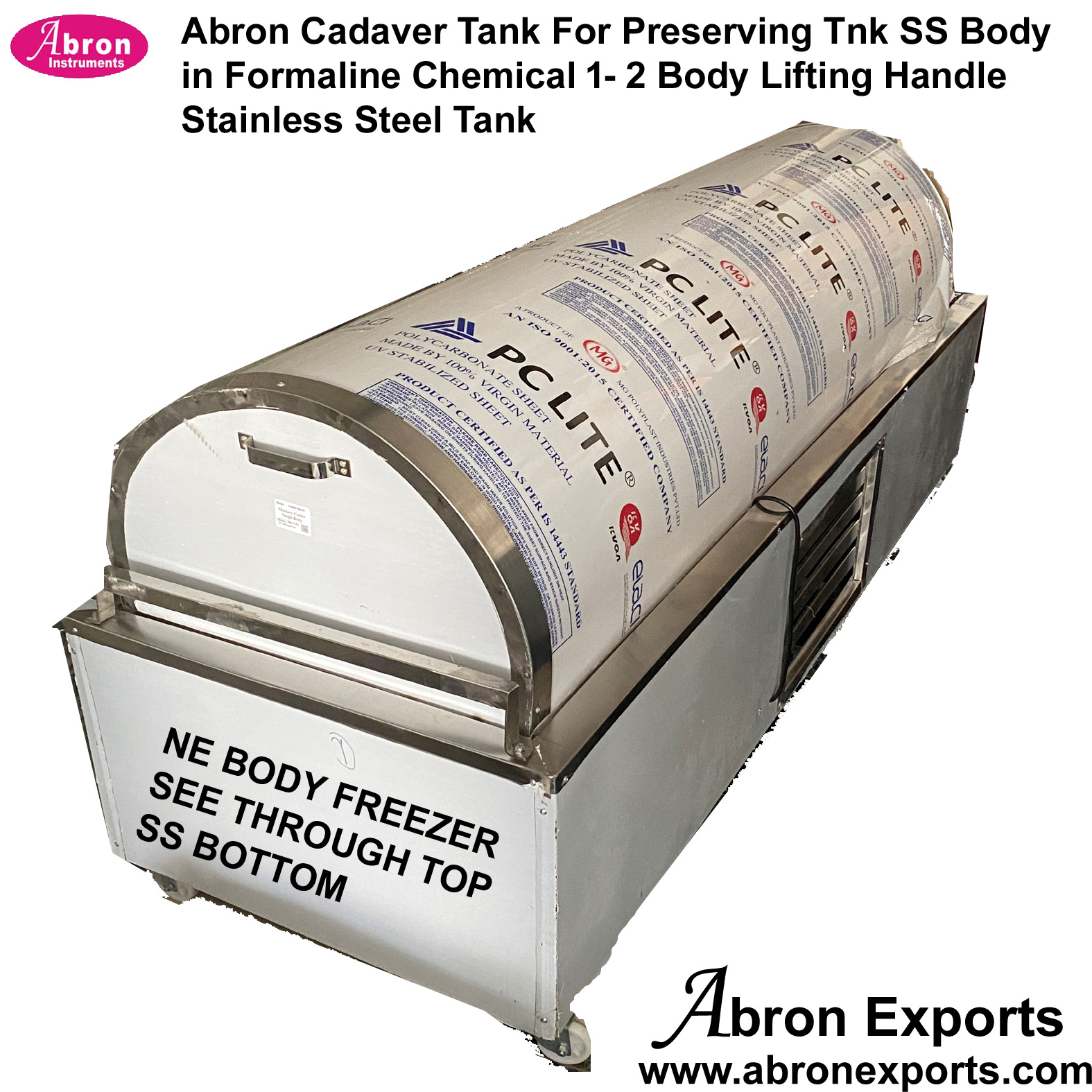 Cadaver Mortuary freezer with see through round square top for body 1 body stainlee steel tank abron ABM-3553MFR